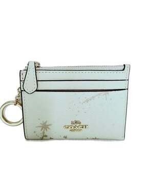 Coach Mini Skinny ID Case in Chalk with Gold Star Print CM79